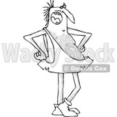 Clipart of a Black and White Hairy Caveman Complaining and Standing with Hands on His Hips - Royalty Free Vector Illustration © djart #1290832