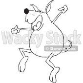 Clipart of a Happy Black and White Dog Jumping for Joy - Royalty Free Vector Illustration © djart #1290834