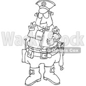 Clipart of a Black and White Male Police Officer Writing a Ticket - Royalty Free Vector Illustration © djart #1291136