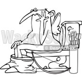 Cartoon Clipart of a Black and White Chubby Bald Valentine Cupid Caught on the Toilet - Royalty Free Vector Illustration © djart #1291607