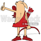 Cartoon Clipart of a Bald White Male Hitchhiking Cupid - Royalty Free Vector Illustration © djart #1291608