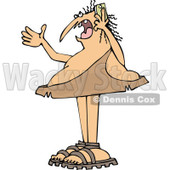 Clipart of a Chubby Caveman Gesturing and Shouting on a Cell Phone - Royalty Free Vector Illustration © djart #1292849