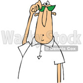 Clipart of a Chubby White Man Peering over His Sunglasses - Royalty Free Vector Illustration © djart #1292861