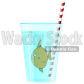 Confused Tropical Fish in a Glass of Water With a Straw Clipart Illustration © djart #12932