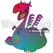 Clipart of a Gradient Colorful Dragon Walking to the Left - Royalty Free Illustration © djart #1293834
