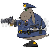 Proud Police Officer Dog Holding a Pistil Clipart Illustration © djart #12939
