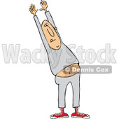 Clipart of a Cartoon Chubby and Hairy White Man Stretching in Sweats - Royalty Free Vector Illustration © djart #1296000