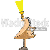 Clipart of a Chubby Caveman Shining a Flashlight Upwards - Royalty Free Vector Illustration © djart #1296369