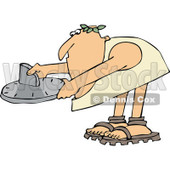 Clipart of a Chubby Roman Man Bending over and Using a Sundial - Royalty Free Vector Illustration © djart #1296371