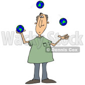 Clipart of a Caucasian Man Juggling Earth Globes - Royalty Free Illustration © djart #1297787
