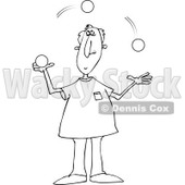 Clipart of a Black and White Man Juggling Balls - Royalty Free Vector Illustration © djart #1297789