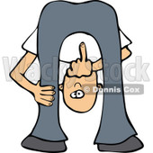 Clipart of a White Man Bending Over, Looking Between His Legs and Flipping the Bird Middle Finger - Royalty Free Vector Illustration © djart #1297792