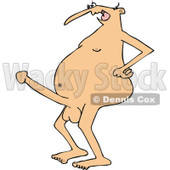 Clipart of a Cartoon Fully Shaved Nude White Man Flaunting a Big Boner - Royalty Free Vector Illustration © djart #1303069