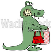 Female Alligator Grinning and Carrying a Purse and Bag While Shopping Clipart Illustration © djart #13038