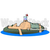 Drunk Man Passed Out or Sun Bathing on a Pool Float Clipart Illustration © djart #13047