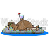 Happy Cow Drinking a Beverage and Relaxing on a Floatation in a Swimming Pool Clipart Illustration © djart #13048