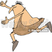 Clipart of a Cartoon Chubby Caveman Falling Forward and Tripping - Royalty Free Vector Illustration © djart #1305088