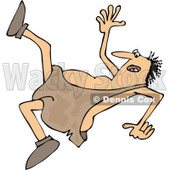 Clipart of a Cartoon Chubby Caveman Falling Backwards - Royalty Free Vector Illustration © djart #1305089
