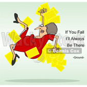 Clipart of a White Woman Slipping and Dropping Papers with if You Fall I'll Always Be There Ground Text - Royalty Free Illustration © djart #1311959