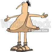 Clipart of a Cartoon Chubby Caveman Looking up and Gesturing Why Me - Royalty Free Vector Illustration © djart #1312546