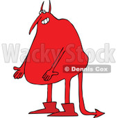 Clipart of a Cartoon Fat Red Satan Presenting - Royalty Free Vector Illustration © djart #1313798