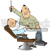 Man Shaving a Relaxed Client in a Barber Shop Clipart Illustration © djart #13225