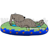 Hot Dog Soaking in a Kiddie Pool Decorated With Starfish and Goldfish Clipart Illustration © djart #13231
