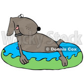 Cute Dog Soaking in a Kiddie Pool to Cool Off on a Hot Summer Day Clipart Illustration © djart #13232