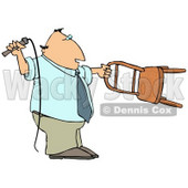 Man Holding a Whip and Chair While Taming a Lion Clipart Illustration © djart #13253