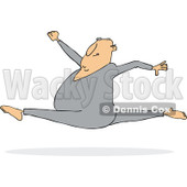 Clipart of a Cartoon Chubby White Man Leaping and Doing the Splits - Royalty Free Vector Illustration © djart #1334108