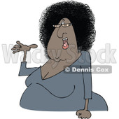 Clipart of a Cartoon Chubby Presenting Black Woman with Glasses and an Afro Hair Style - Royalty Free Vector Illustration © djart #1334110