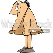 Clipart of a Cartoon Chubby Caveman Scratching His Head and Thinking - Royalty Free Vector Illustration © djart #1337804