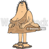 Clipart of a Cartoon Chubby Cave Woman Holding Her Stomach - Royalty Free Vector Illustration © djart #1337897