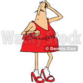 Clipart of a Cartoon White Man in Heels and a Dress - Royalty Free Vector Illustration © djart #1340966