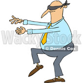 Clipart of a Cartoon Chubby White Business Man Walking Blindfolded with His Arms out - Royalty Free Vector Illustration © djart #1344205