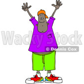 Clipart of a Cartoon Young Black Man Holding His Hands up - Royalty Free Vector Illustration © djart #1349500