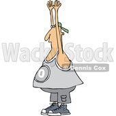 Clipart of a Cartoon Chubby White Juvenile Deliquent Man Holding up His Hands - Royalty Free Vector Illustration © djart #1352144