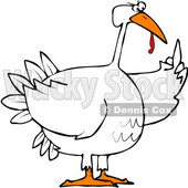 Clipart of a Cartoon Angry Chubby White Thanksgiving Turkey Bird Holding up a Middle Finger - Royalty Free Vector Illustration © djart #1361476