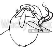 Clipart of a Black and White Stoned Christmas Santa Claus Smoking a Joint - Royalty Free Vector Illustration © djart #1363735