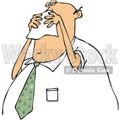 Clipart of a Cartoon Chubby White Business Man Blowing His Nose into a Tissue - Royalty Free Vector Illustration © djart #1371799