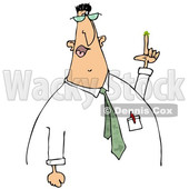 Clipart of a Cartoon Chubby White Business Man Holding a Booger on His Finger, on a White Background - Royalty Free Illustration © djart #1371801