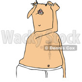 Clipart of a Cartoon Caucasian Man Cleaning His Ears - Royalty Free Vector Illustration © djart #1371802