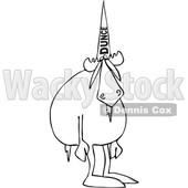 Clipart of a Cartoon Black and White Moose Wearing a Dunce Hat - Royalty Free Vector Illustration © djart #1373283