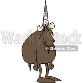 Clipart of a Cartoon Moose Wearing a Dunce Hat - Royalty Free Vector Illustration © djart #1373284