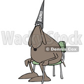 Clipart of a Cartoon Dog Wearing a Dunce Hat and Sitting in a Chair - Royalty Free Vector Illustration © djart #1373298