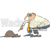 Clipart of a Cartoon Chubby White Man Yelling at His Scared Dog - Royalty Free Vector Illustration © djart #1374734