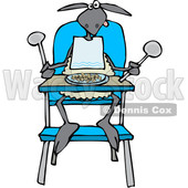 Cartoon Clipart of a Baby Lamb Sitting in a High Chair and Wearing a Bib - Royalty Free Vector Illustration © djart #1375293