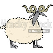 Cartoon Clipart of a Curly Horned Sheep with a Black Face and Legs - Royalty Free Vector Illustration © djart #1375299