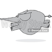 Clipart of a Cartoon Elephant Leaping and Running Scared - Royalty Free Vector Illustration © djart #1376337