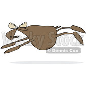 Clipart of a Cartoon Moose Leaping - Royalty Free Vector Illustration © djart #1376377